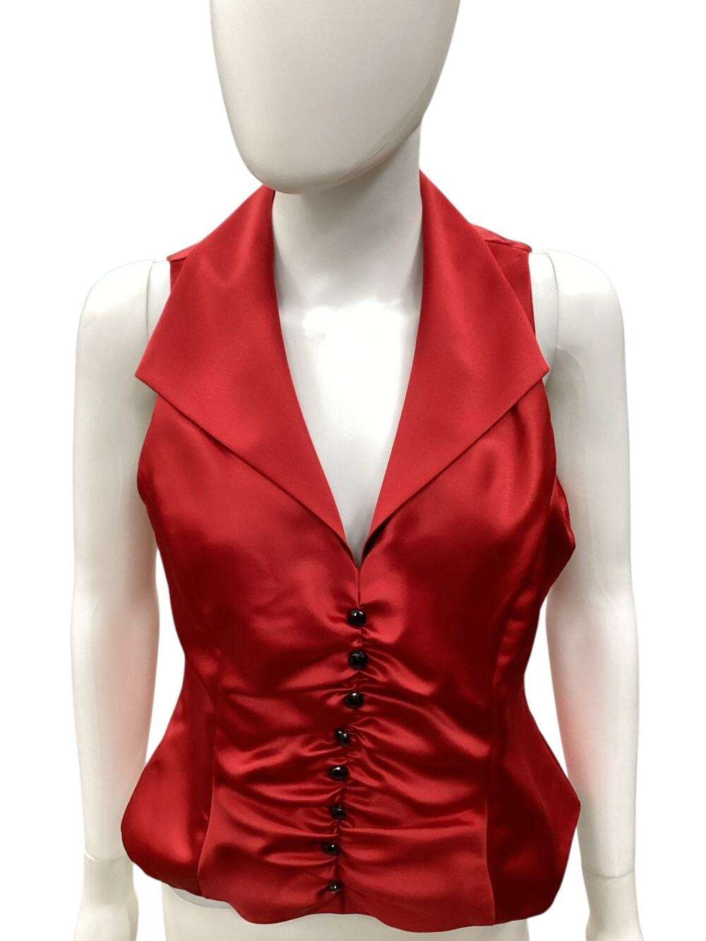 Renee’s Resale Vest Women’s Size 10 Vintage Back Zipper Deep V-Neck Red & Black